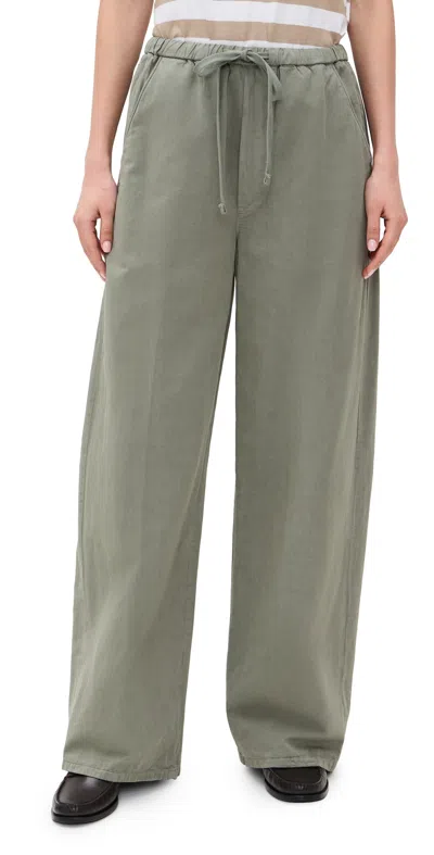 Citizens Of Humanity Aurora Cotton And Linen-blend Wide-leg Pants In Green