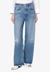 Citizen Of Humanity Ayla Raw-hem Baggy Jeans In Blue
