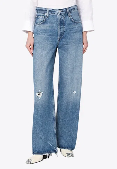 Citizens Of Humanity Ayla Raw-hem Baggy Jeans In Blue