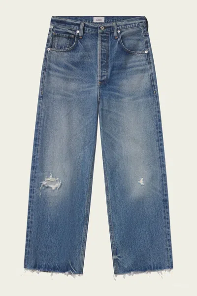 Citizen Of Humanity Ayla Raw Hem Crop In Solano In Blue