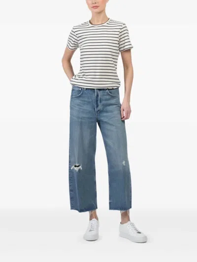 Citizen Of Humanity Citizens Of Humanity Ayla Raw Hem Crop Wide Leg Jeans In Blue