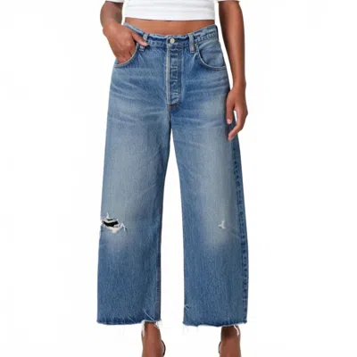 Citizen Of Humanity Citizens Of Humanity Ayla Raw Hem Crop Wide Leg Jeans In Blue
