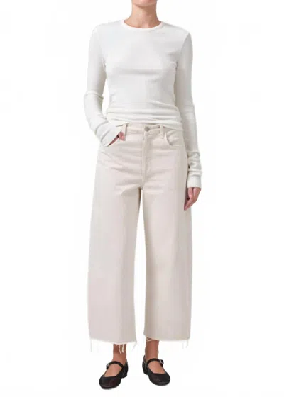 Citizens Of Humanity Ayla Raw Hem Crop Jeans In Almondette In White