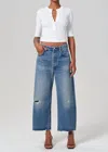 Citizens Of Humanity Ayla Raw Hem Crop Jeans In Solano In Blue