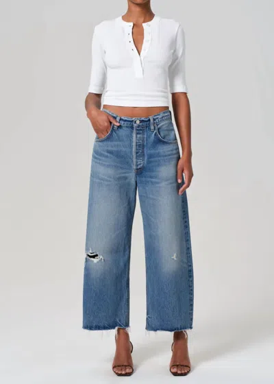 Citizens Of Humanity Ayla Raw Hem Crop Jeans In Solano In Blue