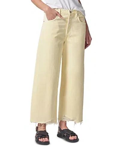 Citizens Of Humanity Ayla Raw Hem Cropped Jeans In Limoncello In Yellow