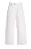 Citizens Of Humanity Ayla Raw-hem Cropped Wide-leg Jeans In White