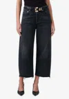Citizens Of Humanity Ayla Raw Hem High Waist Baggy Ankle Wide Leg Jeans In Black