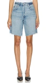 Citizen Of Humanity Citizens Of Humanity Ayla High Waist Raw Hem Cutoff Denim Bermuda Shorts In Gemini