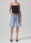 Citizen Of Humanity Citizens Of Humanity Ayla High Waist Raw Hem Cutoff Denim Bermuda Shorts In Multi
