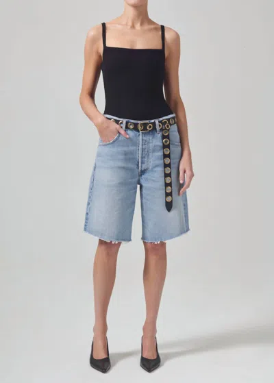 Citizen Of Humanity Citizens Of Humanity Ayla High Waist Raw Hem Cutoff Denim Bermuda Shorts In Bianca