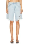 Citizens Of Humanity Ayla Distressed High Waist Cutoff Denim Bermuda Shorts In Starlit