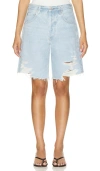 Citizens Of Humanity Ayla Distressed High Waist Cutoff Denim Bermuda Shorts In Starlit