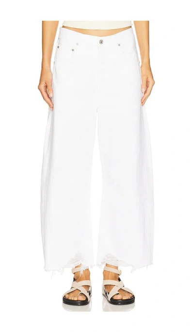 Citizen Of Humanity Ayla Raw-hem Cropped Wide-leg Jeans In White