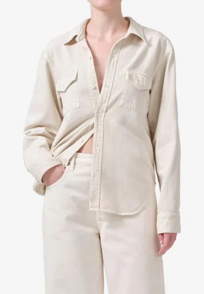 Citizens Of Humanity Baby Shay Button-up Shirt In Cream