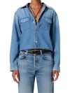 Citizen Of Humanity Citizens Of Humanity Kayla Western Denim Snap-up Shirt In Blue