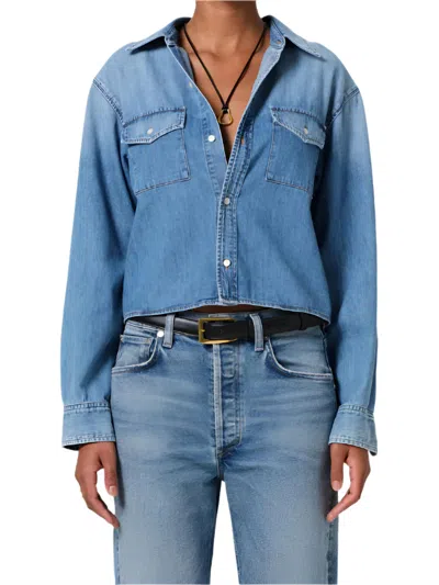CITIZEN OF HUMANITY BABY SHAY CROPPED SHIRT IN CAROLINA BLUE
