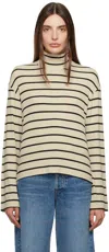 Citizen Of Humanity Beige & Black Selma Turtleneck In Oatmeal Stripe