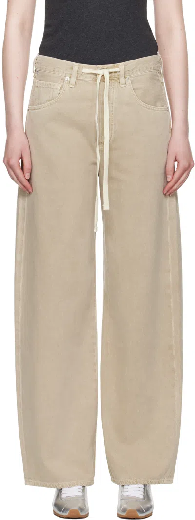 CITIZEN OF HUMANITY BEIGE BRYNN DRAWSTRING JEANS