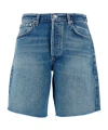 Citizen Of Humanity Citizens Of Humanity Ayla High Waist Raw Hem Cutoff Denim Bermuda Shorts In Blue