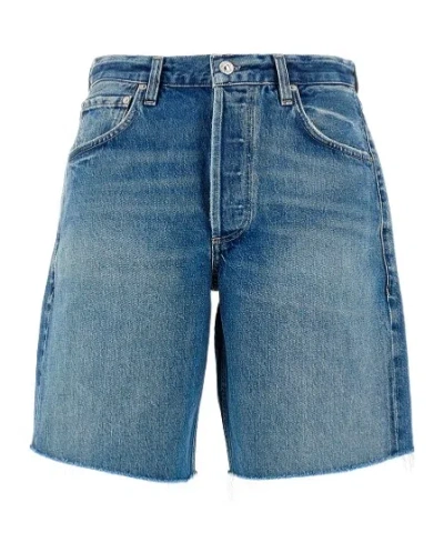 Citizen Of Humanity Citizens Of Humanity Ayla High Waist Raw Hem Cutoff Denim Bermuda Shorts In Bianca