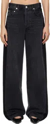 Citizen Of Humanity Womens Devine (washed Blk) Paloma Wide-leg Mid-rise Stretch-denim Jeans In Black