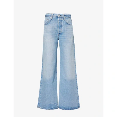 Citizen Of Humanity Beverly Slouch Boot Wide-leg Recycled Denim-blend Jeans In Carousel (lt Indigo)