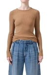 Citizen Of Humanity Citizens Of Humanity Bina Rib Crewneck Sweater In Caramel