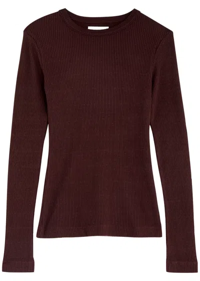 Citizen Of Humanity Citizens Of Humanity Bina Ribbed Stretch-jersey Top In Burgundy