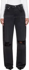 Citizen Of Humanity Black Ayla Baggy Jeans In Metropolis (washed B