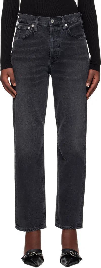 CITIZENS OF HUMANITY BLACK BLAINE HIGH RISE STRAIGHT JEANS