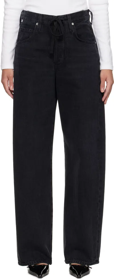 Citizen Of Humanity Black Brynn Drawstring Jeans In Midnight Sky (black)