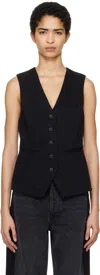 Citizen Of Humanity Black Jasmin Long Denim Vest In Black