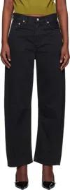Citizen Of Humanity Black Miro Relaxed Jeans In Washed Black (washed