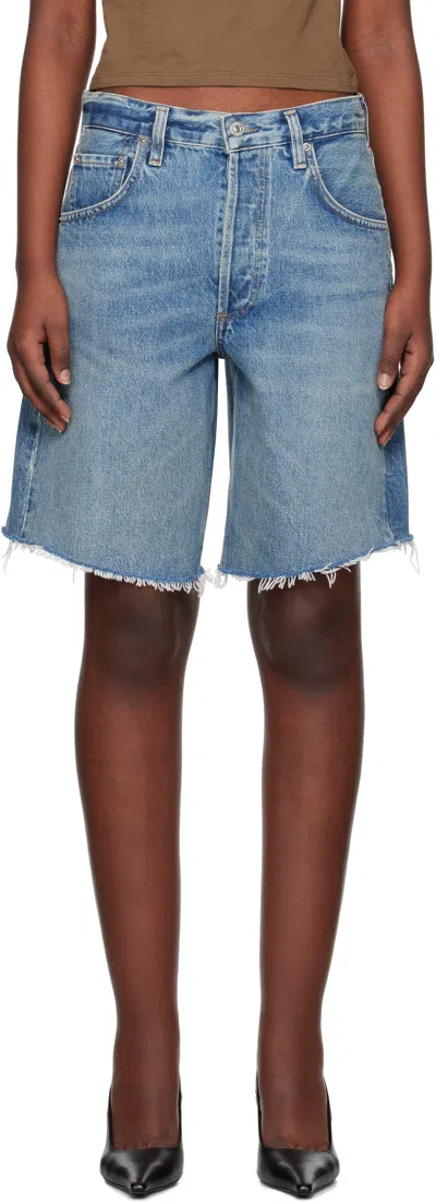 Citizens Of Humanity Blue Ayla Denim Shorts In Babylonia (md Indigo