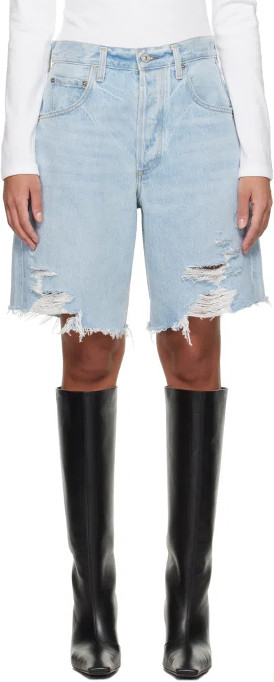 CITIZENS OF HUMANITY BLUE AYLA DENIM SHORTS