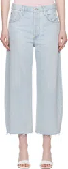 Citizen Of Humanity Blue Ayla Raw Hem Crop Jeans