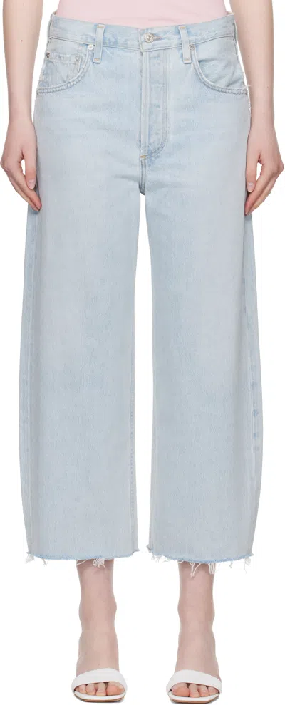 Citizen Of Humanity Blue Ayla Raw Hem Crop Jeans