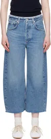 Citizen Of Humanity Blue Ayla Raw Hem Crop Jeans