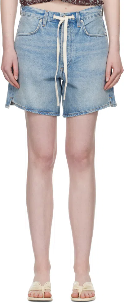 CITIZEN OF HUMANITY BLUE BRYNN DRAWSTRING DENIM SHORTS