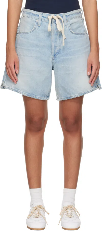Citizens Of Humanity Blue Brynn Drawstring Denim Shorts In Jesamyn (md Ind)