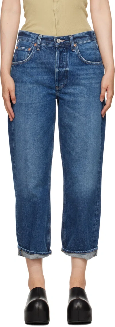 Citizens Of Humanity Blue Dahlia Bow Leg Baby Roll Jeans In Claremont