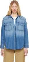 Citizen Of Humanity Blue Kayla Western Denim Shirt In Douro (md Indigo)