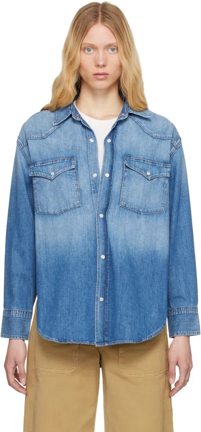 Citizen Of Humanity Blue Kayla Western Denim Shirt In Douro (md Indigo)