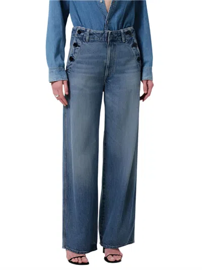 Citizens Of Humanity Boardwalk Wide Leg Trouser Pants In Jete In Blue