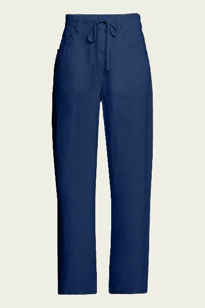 Citizens Of Humanity Brynn Drawstring Linen Trouser In Dark Indigo Stone