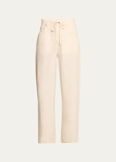 Citizens Of Humanity Brynn Drawstring Linen Trousers In Vanilla Cream