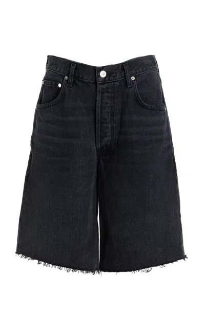 Citizens Of Humanity Brynn Drawstring Organic Cotton Denim Shorts In Black