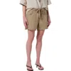 Citizens Of Humanity Brynn Drawstring Waist Wide Leg Linen Shorts In Brown