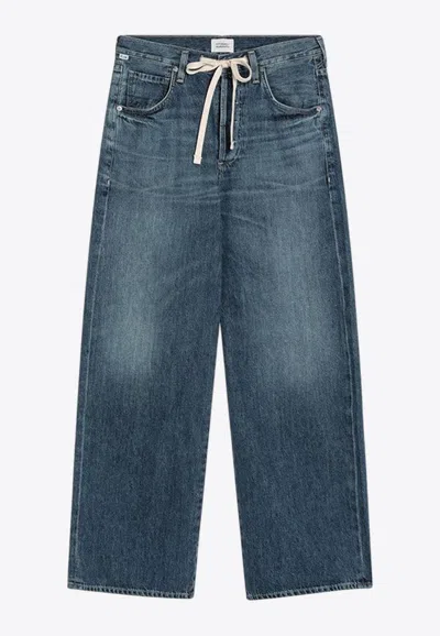 Citizens Of Humanity Brynn Drawstring Wide-leg Jeans In Gray